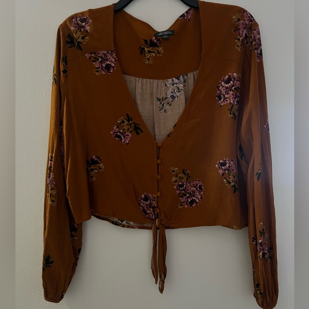 Wild Fable Floral Tie-Front Crop Top